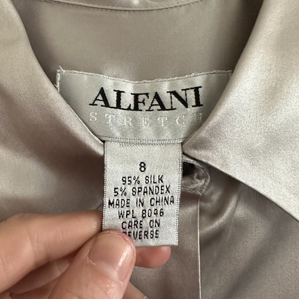 Elegant Satin Blouse — Alfani Silver Satin Blouse - Picture 3 of 3